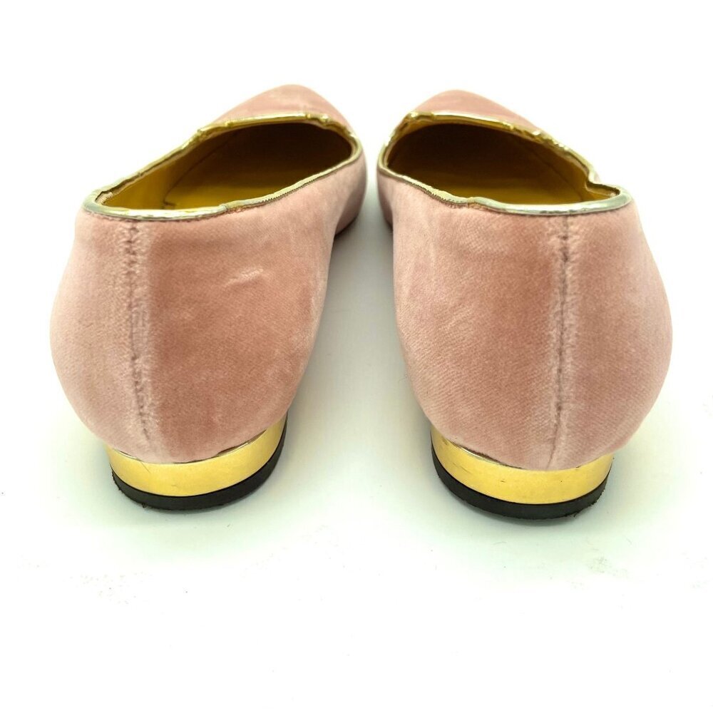 Charlotte Olympia Mid Century Kitty Cat Pink Velvet Pointed Flat EU 36 US 5.5-6 - Picture 7 of 12